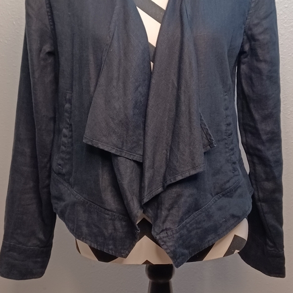 Garnet Hill 100 % Linen Sz S Easy Drape Open Front Jacket - Picture 5 of 11